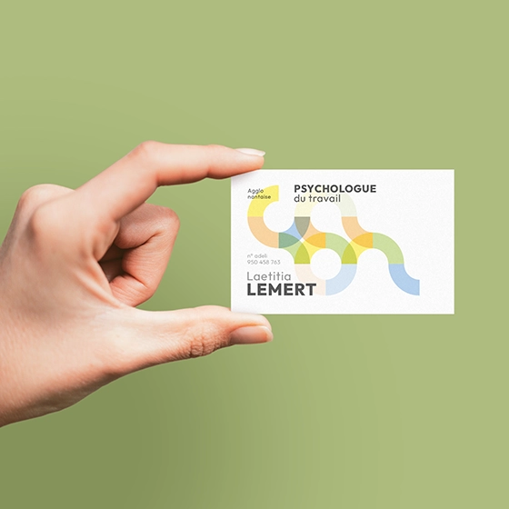 Verso carte de visite Laetitia Lemert avec concept graphique symbolisant l'évolution en thérapie