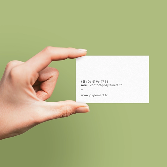 Carte de visite recto Laetitia Lemert psychologue du travail avec coordonnées professionnelles