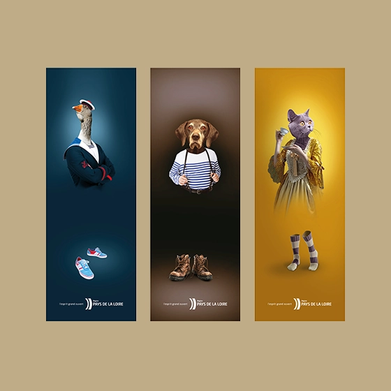 Personnages hybrides (photomontages) créés pour la sélection régionale des troupes de théâtre au festival d'Avignon.