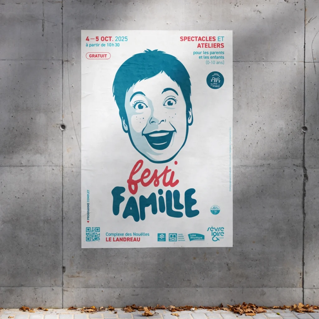 Affiche de Festi'Famille 2025 sur un mur