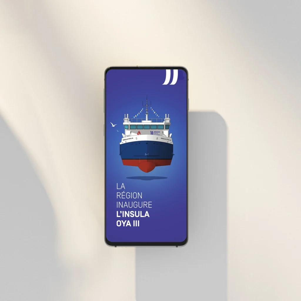 Smartphone avec le visuel de l'Insula Oya III